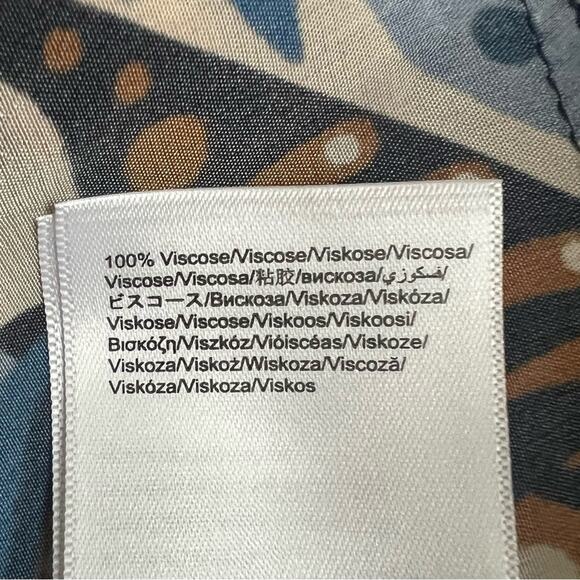 Farm Rio Anthro Women’s Cocopalm Flutter Sleeve Beige Blue  Print Maxi Dress XS - Picture 12 of 15